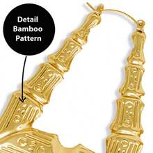 Pendientes de aro de bambú con diseño de triángulo de gran tamaño para mujer 50 mm con caja de regalo - como en la foto - Ver 7