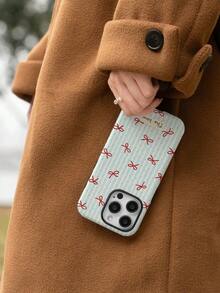 Funda de teléfono 2 en 1 con textura mate y lazo (rayas azul claro, lazo rojo), funda protectora de doble capa antichoque compatible con iPhone Air/17 ProMax/17 Pro/17/15 ProMax/15 Pro/15 Plus/15/XS Max/XR/X/7 Plus/7/16 ProMax/16 Pro/16 Plus/16/14 ProMax/14 Pro/14 Plus/14/13 ProMax/13 Pro/13/12 ProMax/12 Pro/12/11 ProMax/11/15 ProMax/Ultra Series - Multicolor - Ver 2