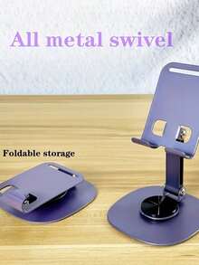Foldable Phone Stand Adjustable Rotating Desktop Holder For Office Home Compact Portable Design Stable Structure Compatible All Smartphones Tablets - Grey - View 5