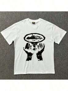 Unisex T-Shirt/Shirt/Blouse With Ship/Island/Hands Design, 100% Cotton, On  - Premium Quality, Top Quality - Blanco - Ver 1
