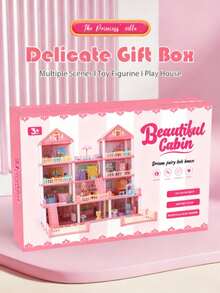4-9 Years Old Girls' Dollhouse Playset, 1-4 Layers Rooms Playhouse With Doll Toys, Luxury Villa Toy, Princess Castle DIY Building Kit, Full Set Furniture Accessories, Fashion Dollhouse, Birthday Gift (Some Furniture Accessories And Doll Colors Are Random) - Multicolor - View 5