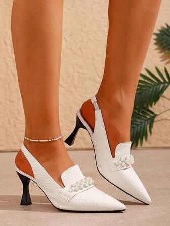 أحذية كعب قطيفة ذات نقطة أنيقة بدون ظهر، أحذية كعب صغير بطراز فرنسي أنيق مناسبة للزفاف والخدم والعرائس