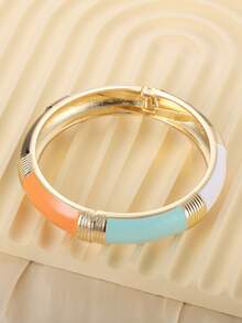 1件简约奢华复古锌合金彩色树脂粗手镯，适合女性佩戴，夜店、办公室、日常及街头风格，奢华吸睛的饰品，也是婚礼、情人节、新年等节日礼物的理想之选。 - 手鐲 - 查看 14