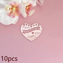 5 piezas/10 piezas/20 piezas Toppers de cupcake en forma de corazón de acrílico dorado con "Feliz Día de San Valentín", adecuados para el Día de San Valentín, fiestas de boda, decoración de pasteles y postres DIY - Multicolor - Ver 18
