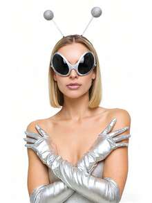 3件套外星人服装套装 - 包括手套、眼镜和头带，适合派对、音乐节、化装舞会、角色扮演和节日庆典。 - 彩色 - 查看 4