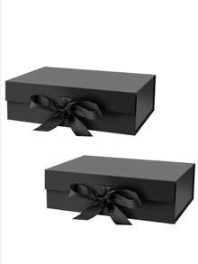 2pcs Foldable Gift Boxes, Gift Packaging Boxes, Universal Gift Boxes For Family And Friends, Holiday Gifts - 2pcs Black - View 1