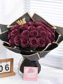 20/10支闪亮玫瑰花束，DIY人造闪光玫瑰花束，红色塑料假玫瑰，人造玫瑰，永不凋谢的闪亮人造玫瑰花束，适用于周年纪念、订婚、结婚礼物、家居装饰、办公室厨房装饰、派对装饰、房间装饰、情人节装饰、母亲节装饰、情人节礼物、生日礼物、毕业礼物（不含礼品袋） - 彩色 - 查看 3