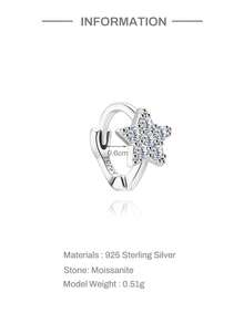 EleRunis 1PC 925 Sterling Silver Star Moon Water Drop Evil Eye Flat Back Cartilage Helix Threaded Piercing Hoop Earring Fine Jewelry For Daily Wear Wedding Party Engagement Anniversary Valentine's Day - Silver - View 16