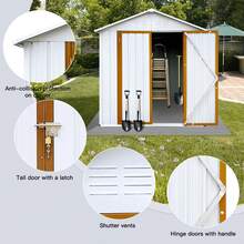 8X4FT Metal Storage Shed,Tool Shed With Peaked Roof Waterproof With Clear Window And Lockable Door Compact Tool Shed For Garden, Backyard,Patio,Sundries And Bike Storage, White,Galvanized Material, Anti-Corrosion And Rust-Proof, Durable, Essential For Storage - trắng - Xem 8