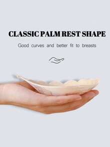 1 New Lace Push-Up Breathable Invisible Bra With Shell-Shaped Invisible Straps And Silicone Breast Patches; Lace Seamless Breathable Silicone Nipple Patches For Women, Wedding Dress Suspender Bra, Invisible Breast Patches, Wire-Free - Black - View 7