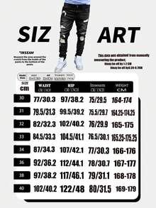 1pc Men's Black Elastic Skinny Distressed Versatile Jeans, Outdoor Comfortable Casual Cargo Skinny Jeans, Y2K Style, Suitable As Gift For Husband/Boyfriend, Daily Wear - 黑色 - 查看 6