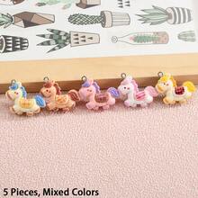 5/10pcs Cute Cartoon Horse Resin Pendant, Handmade Accessories, Suitable For DIY Jewelry, Ideal Gift - Random Colors - Pony Pendant - View 7