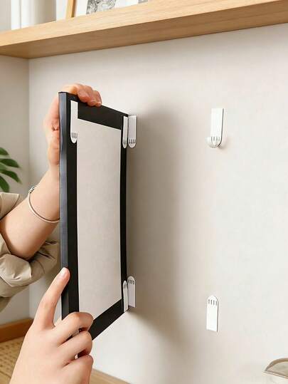 Damage-Free Picture Frame Hanging Strips, Double-Sided Adhesive Hook Design, Suitable For Frames/Remote Controls, No Drilling Required, Easy Installation And Removal