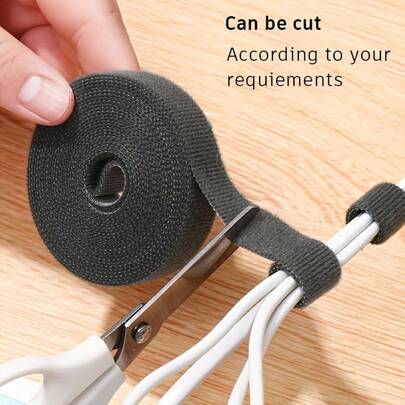 1 Roll, 3 Meters Of Cable Ties, Reusable Fastening Tape, Desktop Cable Management Tape, Cable Storage Tape, Practical Small Accessories.