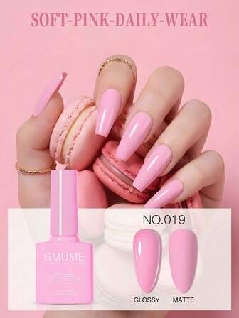 7.5ml Bubblegum Pink Gel Nail Polish No.019, Bright Candy Color, Vibrant Summer Party Varnish