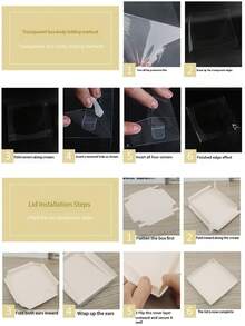 1pc Transparent Cake Box With Random Printed Ribbon - Made Of PET Material, Square/Rectangular Design, Reusable Cake, Pastry, Chocolate, Cookie, Pie Gift Packaging Suitable For Birthday, Wedding, Valentine's Day, Mother's Day, Easter And Other Occasions, Can Also Be Used As A Gift Box - Clear - View 8