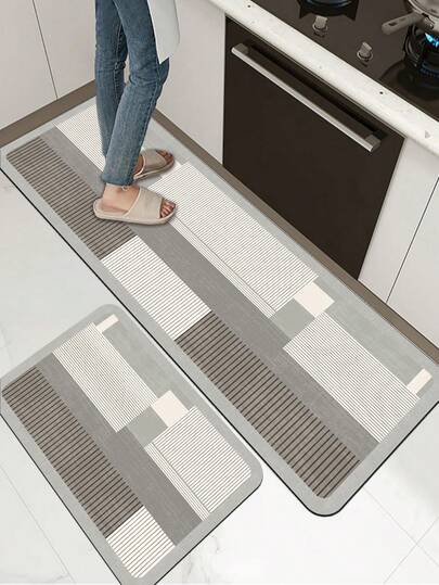 [HOT!!!] 1pc Soft Rubber Kitchen Mat, 3.5mm Thick Kitchen Rug, Nordic Minimalist Style Kitchen Absorbent Mat Large Carpet, Can Be Self-Cut To Fit Kitchen Size, Surface Fabric Material, Middle Sponge Layer, Bottom Rubber Layer, Suitable For Kitchen Rugs, Kitchen Decor, Wedding Decor, Home Decor, Bathroom Mat, Entryway Mat, Laundry Room Mat, Hallway Carpet, Living Room Mat, Etc.