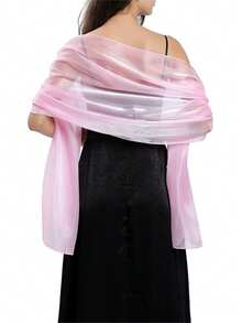 170*70cm Silky Evening Dress Shawl & Wrap: Soft Sheer Bridesmaid Wedding Formal Party Transparent Tulle Shawl 1 Pc - Multicolor - View 16