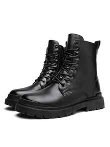 Herren Herbst Lässig Schwarz Leder Schuhe mit niedrigem Schaft, vielseitig, komfortabel mit weicher Sohle, modischer Schnürung im britischen Stil, ganzjährig - Schwarz - Übersicht 12