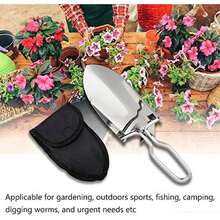 Mxtech Pala Plegable Pequeña, Pala de Emergencia, Acero Inoxidable Multipropósito para Todo Terreno, Camping, Jardinería - / - Ver 6