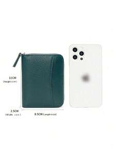 Women's Short Wallet, RFID Blocking Zipper Wallet, Fashion PU Leather Wallet, Large Capacity Coin Purse, Mini Wallet, RFID Wallet, Card Holder - Dark Green - View 3