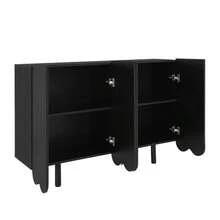 Sideboard, Teardrop-Shaped Sideboard With Molded Doors And Buffer Hinges - 黑色 - 查看 11