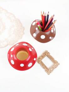 1pc Plant-Shaped Mushroom Pen Holder, Stylish Pen Holder That Makes Organizing And Accessing Pens Convenient, For Stationery Storage And Desk Decoration(With Sticker) - Multicolor - View 8