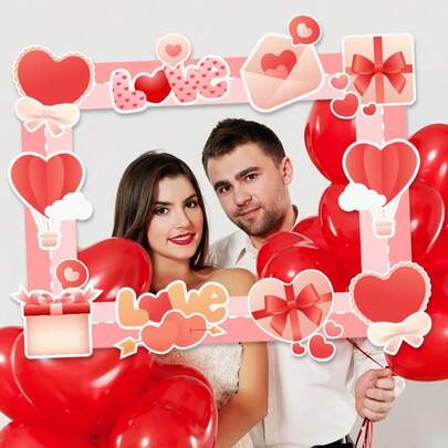 Romantic Valentine's Day License Holder Photo Frame, Customized Red Heart Shaped Wedding/Engagement Photo Frame