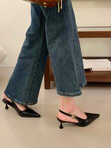 New Spring/Summer Pointed Toe High Heel Sandals, Low Vamp, Versatile, Commuting, Minimalist Strap Backless Sexy Stiletto Heels