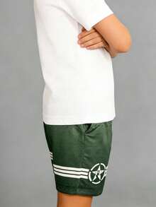 Life Baseball 101 1-Piece Set For Summer OutdoorsGirls/Youth Print Shorts  Loose Casual Shorts - Army Green and White Printed - View 3