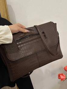 Dedoo 1个女士复古时尚经典鳄鱼纹斜挎包。都市时尚，休闲简约，百搭优雅。可手提、单肩背或斜挎，适合工作通勤、收纳笔记本电脑、购物、旅行、情人节礼物、母亲节礼物等。 - 咖啡 - 查看 5