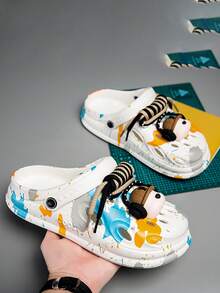 Men's Breathable Sandals, DIY Camouflage Hollow Hole Casual Slip-On Sandals, Size 39-45 - White - View 3