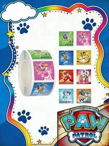 Paw Patrol 汪汪队立大功 500 张狗狗巡逻战斗主题 DIY 封口贴纸，汪汪队玩具拼图贴纸（500 张/卷），款式随机，适用于笔记本、杯子、行李箱、手机壳、创意日常用品、小莉、莱德、毛毛毛、格雷、阿奇贴纸礼品包装标签，是送给朋友、生日派对、节日和新年的绝佳礼物。 - 彩色 - 查看 1