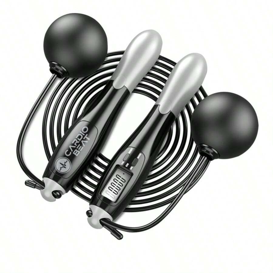 CARDIO BEAT JUMP ROPE WITH DIGITAL COUNTER, NON-SLIP HANDLE - Black - View 1