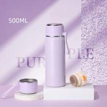 Customized Text Logo 316 Stainless Steel Portable Vacuum Insulated Bottle, Large Capacity Double-Wall Vacuum Water Bottle, 500ml/600ml Options, Keeps Warm/Hot/Cold, Durable, High-Quality Design, Water Bottle With Non-Slip Base And Carrying Strap - Multicolor - View 14