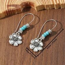 Boho Floral Beaded Dangle Earrings, Vintage Colorful Beads Creative New Fashion Elegant Party Jewelry Gift - Bạc - Xem 4