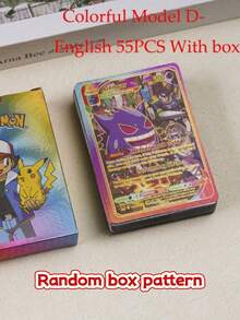 【宝可梦集换式卡牌游戏收藏卡】官方授权55张英文版动画游戏卡牌 | 金/银箔黑色主题 | SEC/SSP闪光稀有卡和插画师稀有卡 | VMAX/GX/VSTAR/EX对战卡和训练家/能量卡 | 全息棱镜涂层