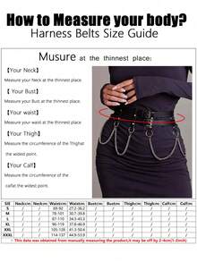 1pc Women's Sexy Gothic Style Waist Chain Decor, Punk Fashion Accessory Suitable For Daily Wear, Parties And Festivals - Black - View 4