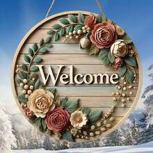 Placa de Boas-Vindas Vintage Encantadora de Madeira com Guirlanda Floral - Perfeita para a Primavera, Decoração de Casa e Varanda, Presente Ideal para Mulheres - Multicolorido - Visão 5