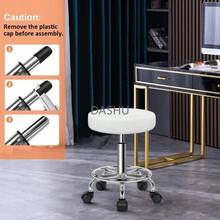 Taburete Redondo de Piel sintética Giratorio con Ruedas en Altura Ajustable de Banco para Oficina hogar Cocina Masaje Salon de Belleza (Blanco) - Blanco - Ver 4