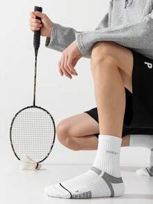3 đôi tất thể thao - Tất cầu lông, tất bóng rổ, tất vải bông mềm mại dành cho nam, tất nén, thích hợp cho bóng đá, cầu lông, chạy bộ và các hoạt động ngoài trời. - Nhiều màu - Xem 3
