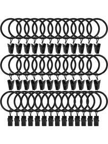 40个黑色窗帘环带夹子，窗帘挂钩和环，用于悬挂窗帘、蝴蝶结，窗帘环内径约1.3英寸，适用于直径最大1英寸的窗帘杆，生日和毕业礼物 - 白色 - 查看 2