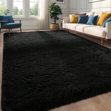 Living Room Rugs, Bedroom Rugs – Ultra Soft Plush Rug, Fluffy Shaggy Carpet, Washable Area Rug With Non-Slip Backing & 4 Free Grip Stickers, Modern Home Dorm Decor, Multiple Sizes 4x6 5x7 6x9 8x10 9x12 10x14, Black Rug - màu đen - Xem 1