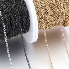 10m/Roll Stainless Steel Flat Cross Chain, Minimalist Fashion Flattened O-Shape Delicate Chain, Rust-Resistant Handmade Jewelry Accessory Chain, DIY Jewelry Making Chain - Long Flat Cross Chain - View 6