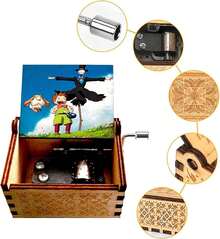 Caja Musical El increíble Castillo Vagabundo, Cancion  Music Box, Madera y Par de Anillos de Anime de Plata Ajustables, - 1 - Ver 4