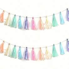 2 Packs Party Colorful Tassel Garland Decorations, Soft Tassel Decor Suitable For Birthday, Graduation Ceremony, Holidays, Home Decor, Baptism - Dazzling - View 4