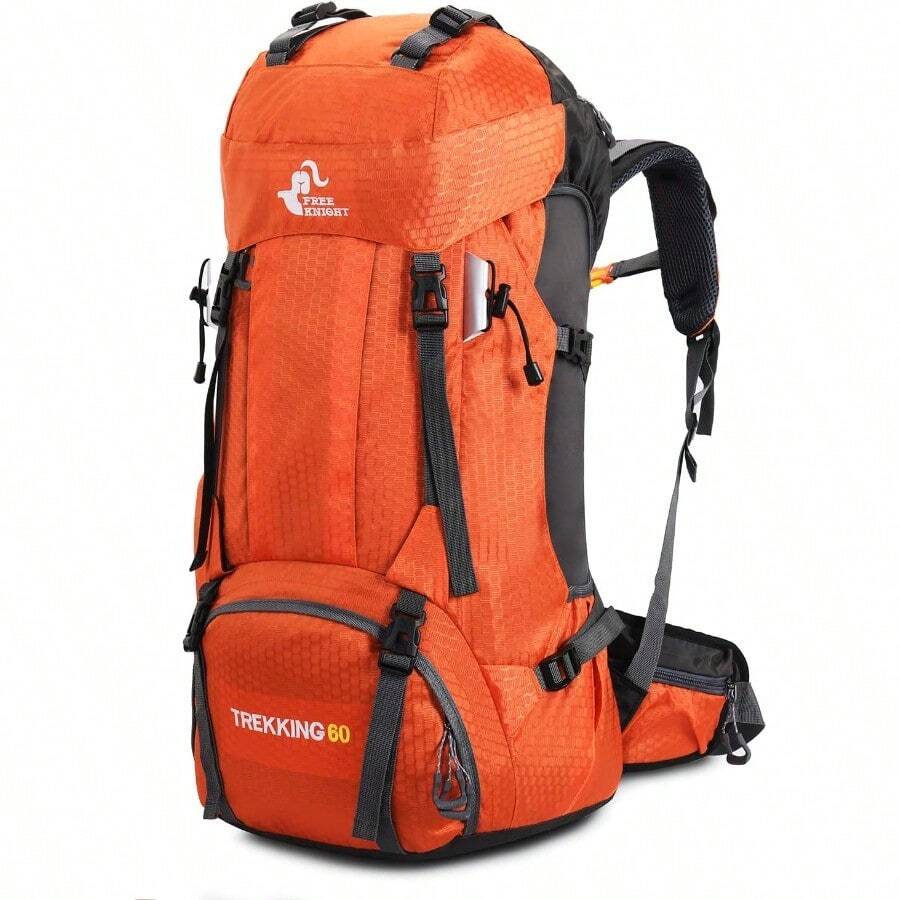 Bseash 60L Waterproof Hiking Camping Backpack With Rain Cover Large Outdoor Sport Travel Daypack Rucksack For Climbing - trái cam - Xem 1