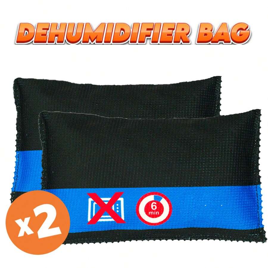 2X Reusable Car Dehumidifier Bag – Moisture Absorber For Cars & Small Spaces - Black - View 1