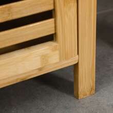 Kleankin Height-Adjustable Bathroom Cabinet, Bamboo Bathroom Cabinet, Bathroom Furniture With Cabinet, Two Open Shelves, For Bathrooms, Approx. 33 X 30 X 120 Cm Natural Wood - Khaki - View 7