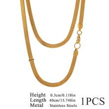 1条不锈钢式扁平链条项链，链节宽度可选2/3/4/5毫米，蛇骨链设计，男女通用 - 刀片鏈 - 查看 12